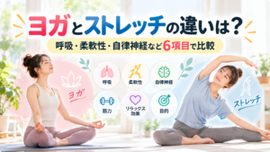 ヨガとストレッチの違いは？呼吸・柔軟性・自律神経など6項目で比較